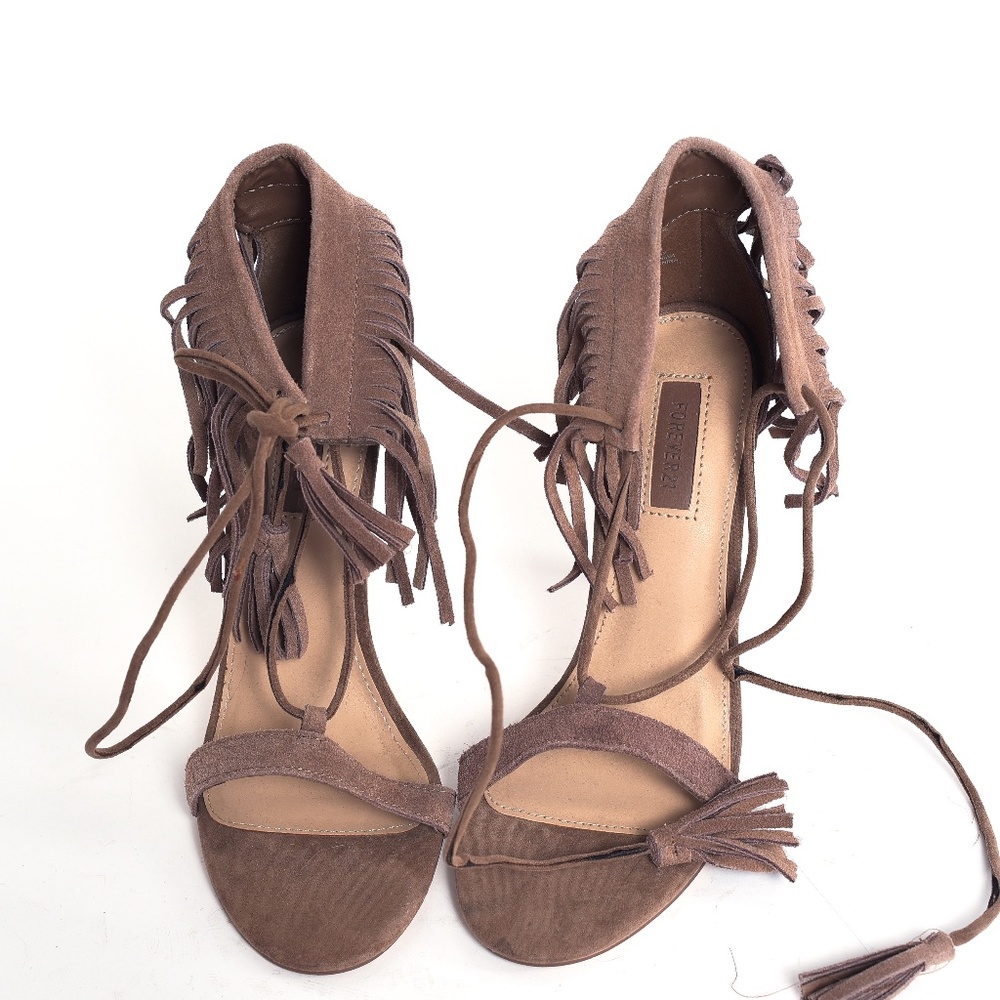 Sueded leather heels shoes women sandals